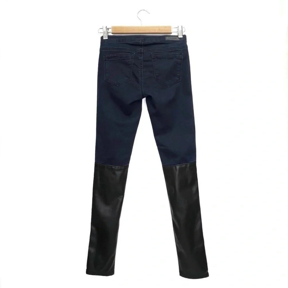 Blank NYC Skinny Jeans Girl’s Size 7 Blue Denim & Black Faux Leather New NWT
